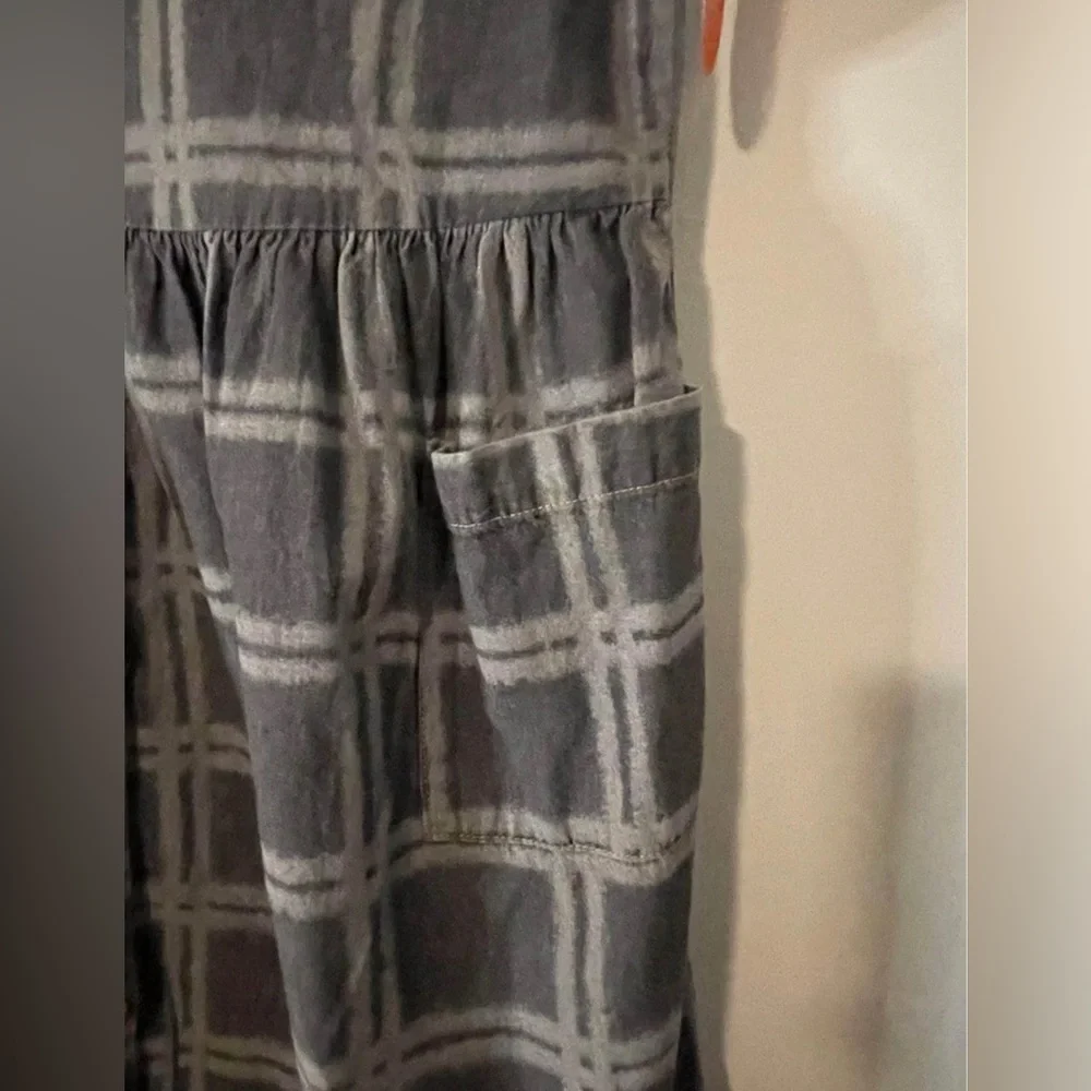 Wonder Nation Girls Large Windowpane Grey Pocket Dress NWT